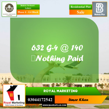 Residential Plot for Sale in Phase 4 - G4 Block -  Bahria Orchard, Lahore - (BP-160337)