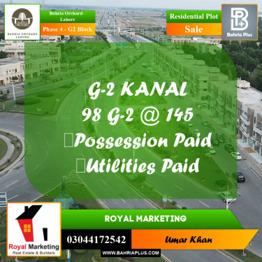 Residential Plot for Sale in Phase 4 - G2 Block -  Bahria Orchard, Lahore - (BP-160338)