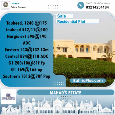 Residential Plot for Sale in Phase 1 - Eastern District -  Bahria Orchard, Lahore - (BP-160387)