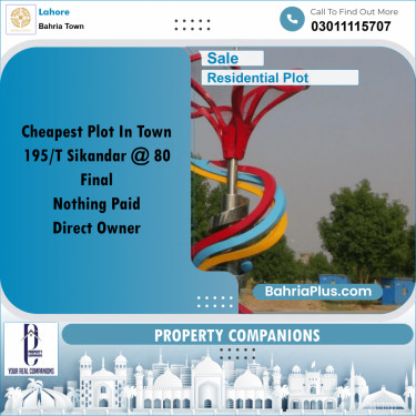 Residential Plot for Sale in Sector F - Sikander Block -  Bahria Town, Lahore - (BP-160418)