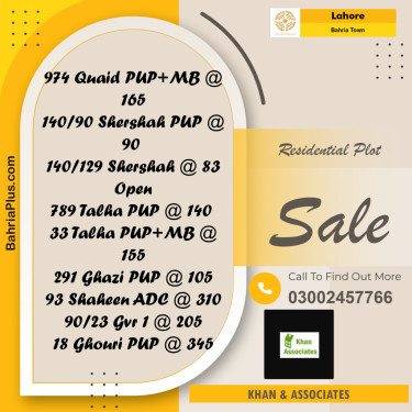 Residential Plot for Sale in Sector E - Quaid Block -  Bahria Town, Lahore - (BP-160428)