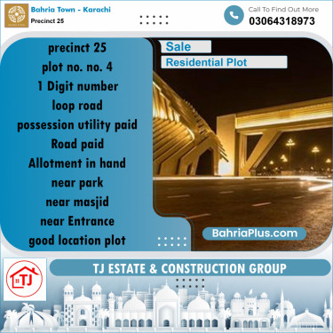 125 Sq. Yards Residential Plot for Sale in Precinct 25 -  Bahria Town, Karachi - (BP-160450)