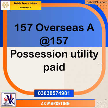 Residential Plot for Sale in Overseas A -  Bahria Town, Lahore - (BP-160503)