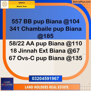 Residential Plot for Sale in Sector D - BB Block -  Bahria Town, Lahore - (BP-160589)