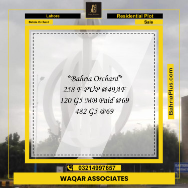 Residential Plot for Sale in Phase 2 - F Block -  Bahria Orchard, Lahore - (BP-160611)