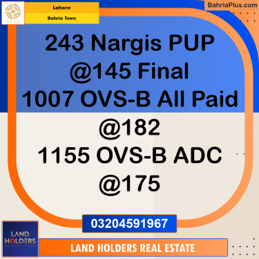 Residential Plot for Sale in Sector C - Nargis/Hussain Block -  Bahria Town, Lahore - (BP-160645)