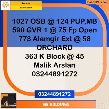Residential Plot for Sale in Overseas B -  Bahria Town, Lahore - (BP-160646)