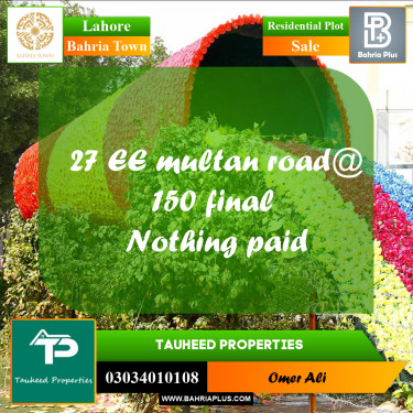 Residential Plot for Sale in Sector D - EE Block -  Bahria Town, Lahore - (BP-160662)