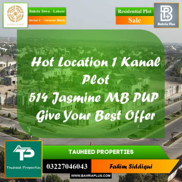 Residential Plot for Sale in Sector C - Jasmine Block -  Bahria Town, Lahore - (BP-160667)