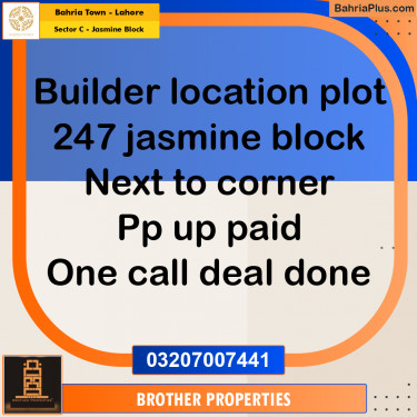 Residential Plot for Sale in Sector C - Jasmine Block -  Bahria Town, Lahore - (BP-160681)