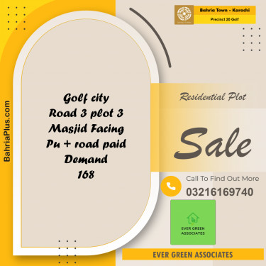 Residential Plot for Sale in Precinct 20 Golf -  Bahria Town, Karachi - (BP-160792)