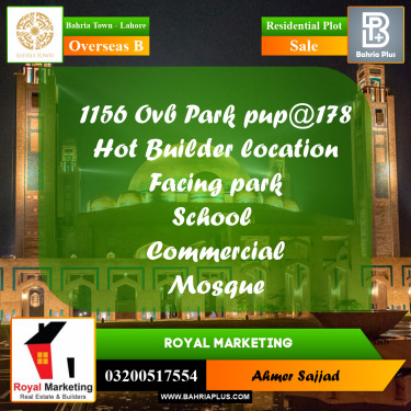 Residential Plot for Sale in Overseas B -  Bahria Town, Lahore - (BP-160807)