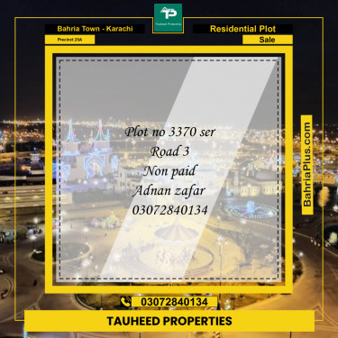 125 Sq. Yards Residential Plot for Sale in Precinct 25A -  Bahria Town, Karachi - (BP-160818)