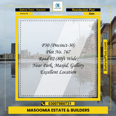 250 Sq. Yards Residential Plot for Sale in Precinct 30 -  Bahria Town, Karachi - (BP-160824)
