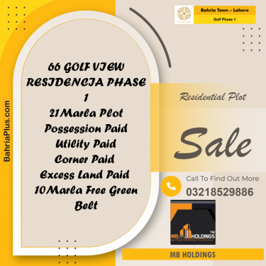 Residential Plot for Sale in Golf Phase 1 -  Bahria Town, Lahore - (BP-160858)