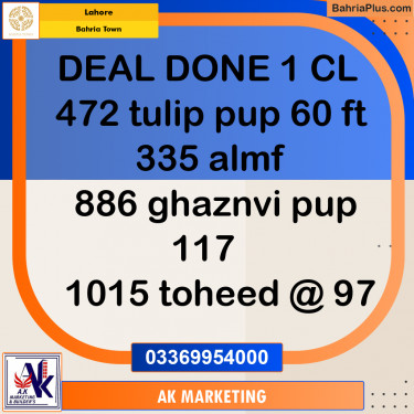 Residential Plot for Sale in Sector C - Tulip Block -  Bahria Town, Lahore - (BP-160862)