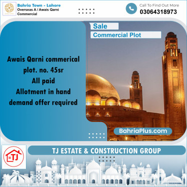 Commercial Plot for Sale in Overseas A / Awais Qarni Commercial -  Bahria Town, Lahore - (BP-160907)