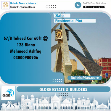 Residential Plot for Sale in Sector F - Tauheed Block -  Bahria Town, Lahore - (BP-160915)