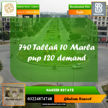 Residential Plot for Sale in Sector F - Tauheed Block -  Bahria Town, Lahore - (BP-160919)