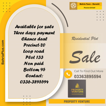 500 Sq. Yards Residential Plot for Sale in Precinct 20 Golf -  Bahria Town, Karachi - (BP-160942)