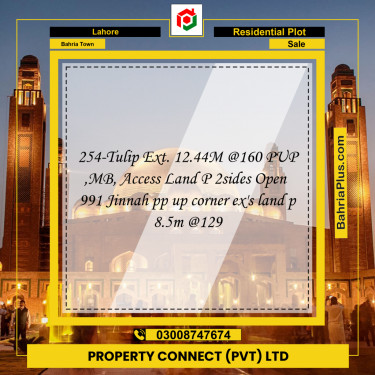 Residential Plot for Sale in Sector C - Tulip Ext. Block -  Bahria Town, Lahore - (BP-160995)
