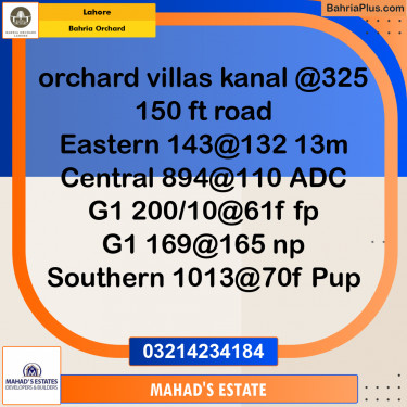Residential Plot for Sale in Phase 1 - Canal Villas -  Bahria Orchard, Lahore - (BP-161035)