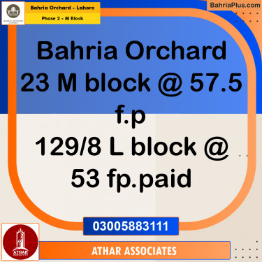 Residential Plot for Sale in Phase 2 - M Block -  Bahria Orchard, Lahore - (BP-161205)