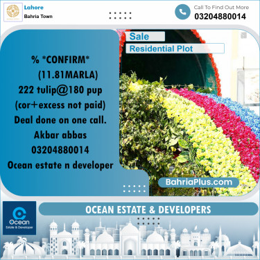 Residential Plot for Sale in Sector C - Tulip Block -  Bahria Town, Lahore - (BP-161231)