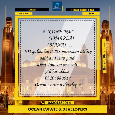 Residential Plot for Sale in Sector C - Gulmohar Block -  Bahria Town, Lahore - (BP-161233)