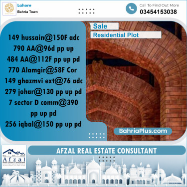 Residential Plot for Sale in Sector C - Nargis/Hussain Block -  Bahria Town, Lahore - (BP-161248)
