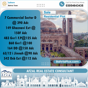 Residential Plot for Sale in Sector F - Ghaznavi Ext. Block -  Bahria Town, Lahore - (BP-161249)