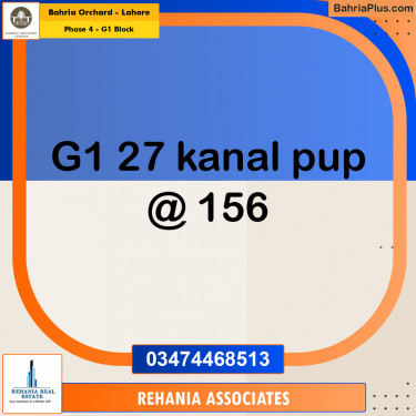 Residential Plot for Sale in Phase 4 - G1 Block -  Bahria Orchard, Lahore - (BP-161304)