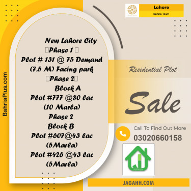 Residential Plot for Sale in Golf Phase 1 -  Bahria Town, Lahore - (BP-161312)