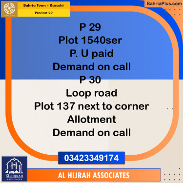 500 Sq. Yards Residential Plot for Sale in Precinct 29 -  Bahria Town, Karachi - (BP-161346)