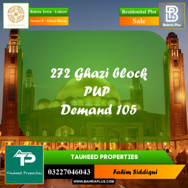 Residential Plot for Sale in Sector F - Ghazi Block -  Bahria Town, Lahore - (BP-161351)
