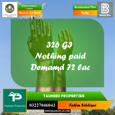 Residential Plot for Sale in Phase 4 - G3 Block -  Bahria Orchard, Lahore - (BP-161366)