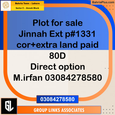 Residential Plot for Sale in Sector E - Jinnah Block -  Bahria Town, Lahore - (BP-161415)