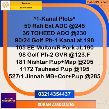 Residential Plot for Sale in Sector E - Rafi Ext. Block -  Bahria Town, Lahore - (BP-161439)