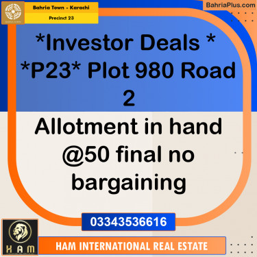 125 Sq. Yards Residential Plot for Sale in Precinct 23 -  Bahria Town, Karachi - (BP-161548)