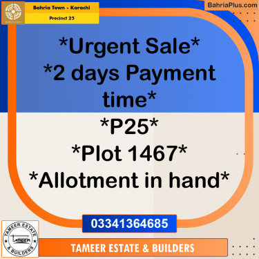 125 Sq. Yards Residential Plot for Sale in Precinct 25 -  Bahria Town, Karachi - (BP-161583)
