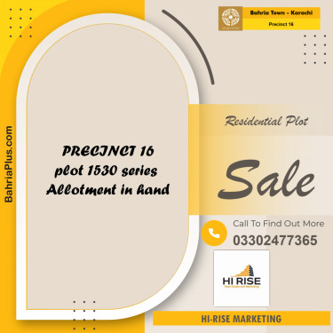 250 Sq. Yards Residential Plot for Sale in Precinct 16 -  Bahria Town, Karachi - (BP-161585)