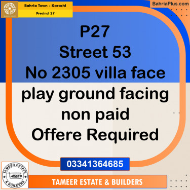 Residential Plot for Sale in Precinct 27 -  Bahria Town, Karachi - (BP-161586)