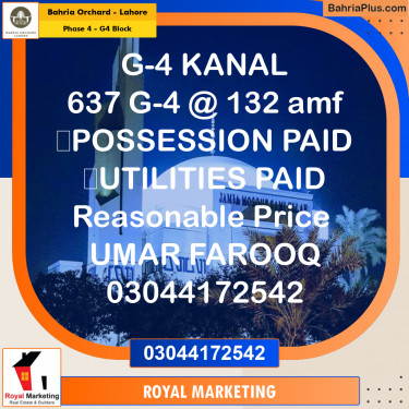 Residential Plot for Sale in Phase 4 - G4 Block -  Bahria Orchard, Lahore - (BP-161606)