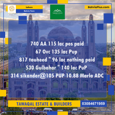 Residential Plot for Sale in Sector D - AA Block -  Bahria Town, Lahore - (BP-161616)
