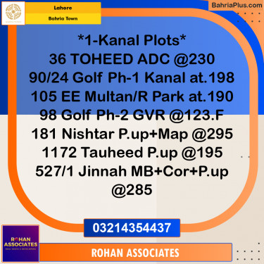 Residential Plot for Sale in Golf Phase 1 -  Bahria Town, Lahore - (BP-161652)