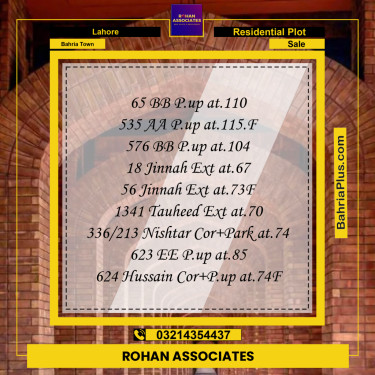 Residential Plot for Sale in Sector D - BB Block -  Bahria Town, Lahore - (BP-161658)