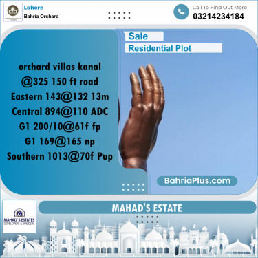 Residential Plot for Sale in Phase 1 - Canal Villas -  Bahria Orchard, Lahore - (BP-161663)