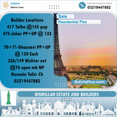 Residential Plot for Sale in Sector F - Talha Block -  Bahria Town, Lahore - (BP-161725)