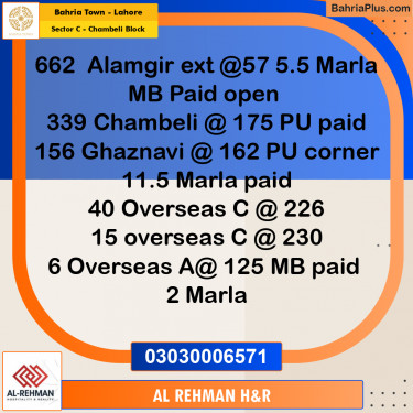 Residential Plot for Sale in Sector C - Chambeli Block -  Bahria Town, Lahore - (BP-161762)