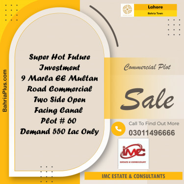 Commercial Plot for Sale in Sector D - EE Multan Block Commercial -  Bahria Town, Lahore - (BP-161915)
